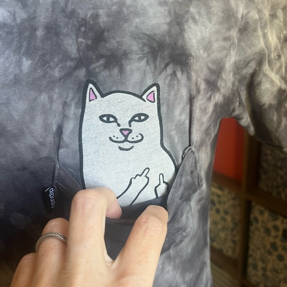 Ripndip cat middle finger tie dye tee grey size small - Picture 3 of 6